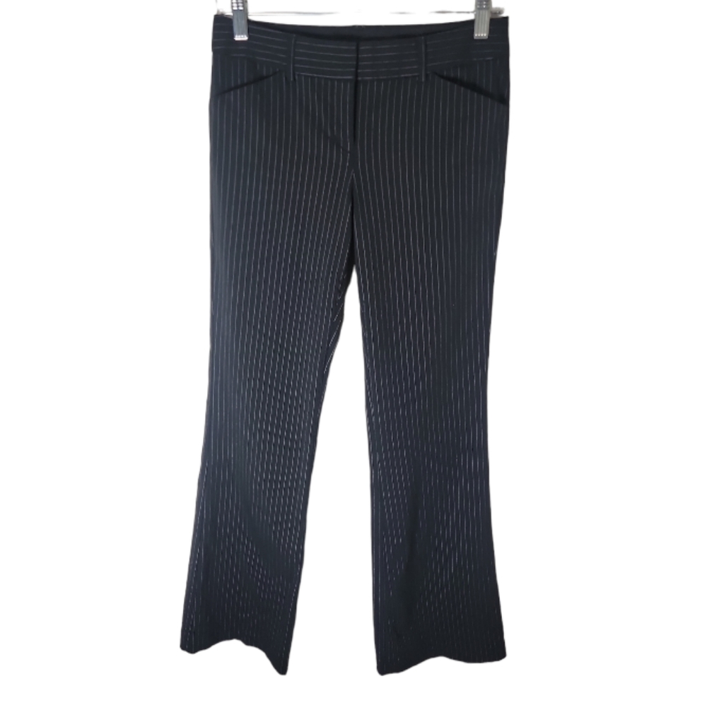 Express Design Studio Editor pants women's 0 black silver pinstripe low rise